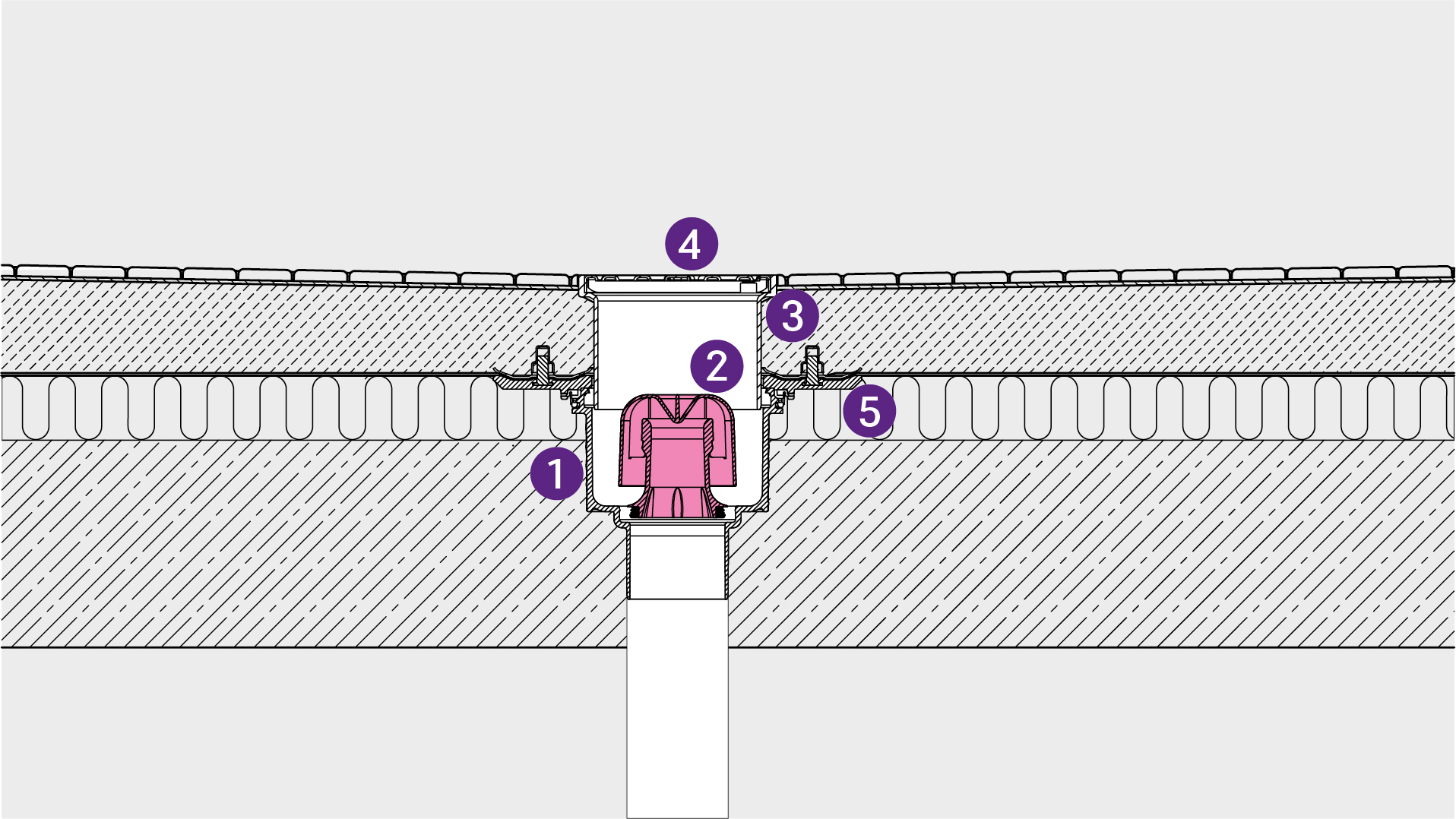 Dessin technique : étanchéité à l'aide d'une membrane d'étanchéité Dessin technique : étanchéité à l'aide d'une membrane d'étanchéité