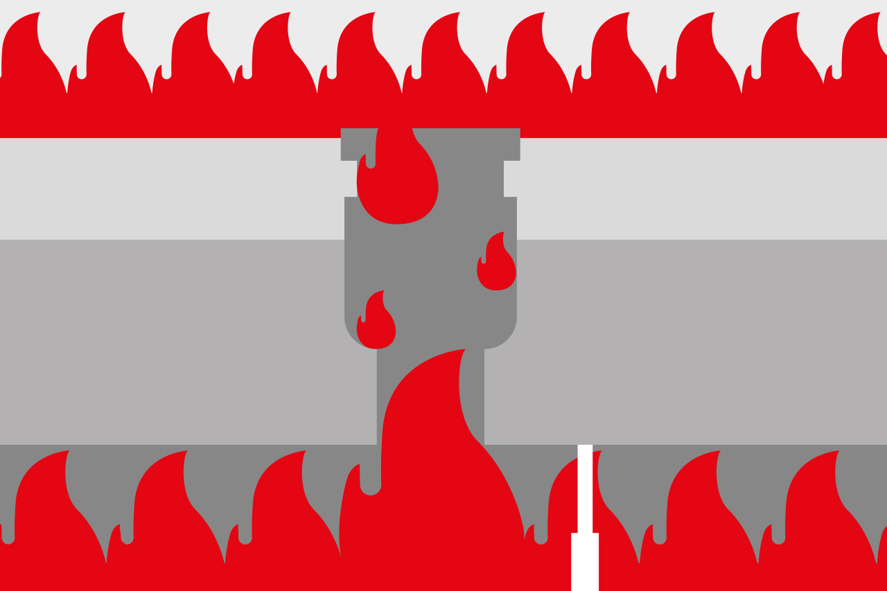 Schéma illustrant la propagation du feu par l'écoulement