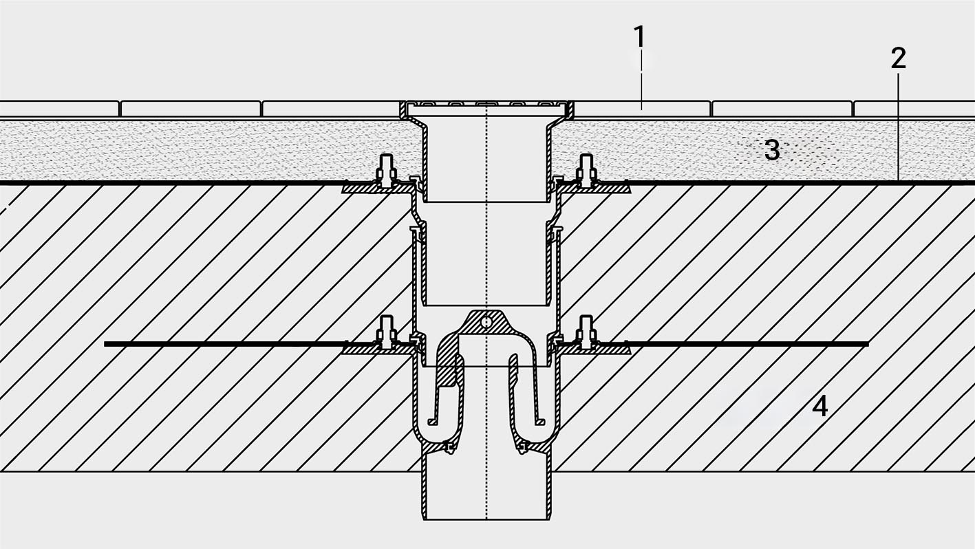 Schéma d'installation avec une membrane d'étanchéité Schéma d'installation avec une membrane d'étanchéité