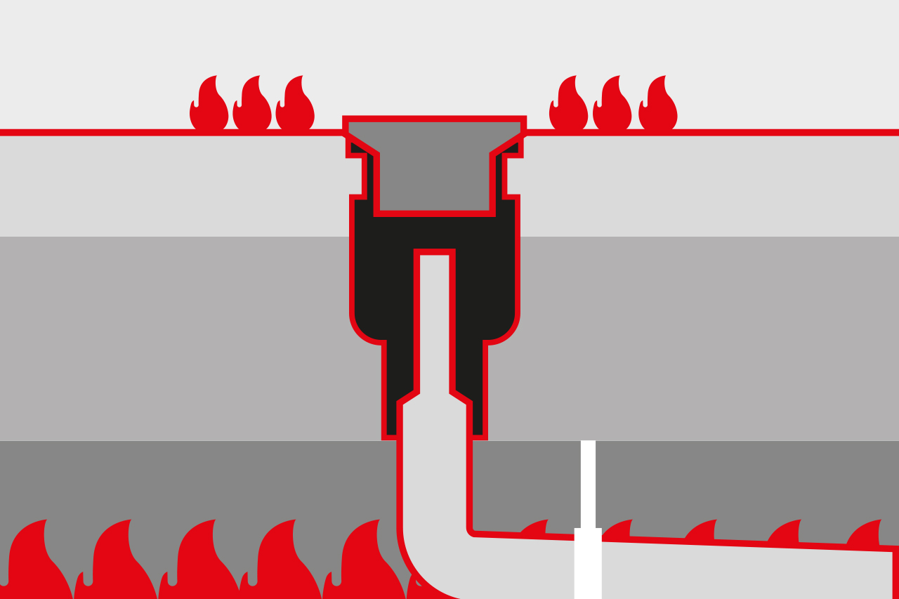 Schéma illustrant le transfert de chaleur à travers les éléments de drainage ininflammables