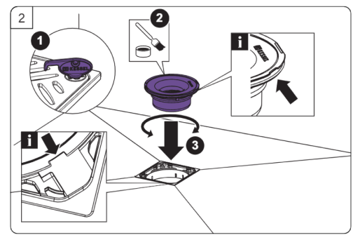 Croquis : mise en place du siphon dans le siphon de sol