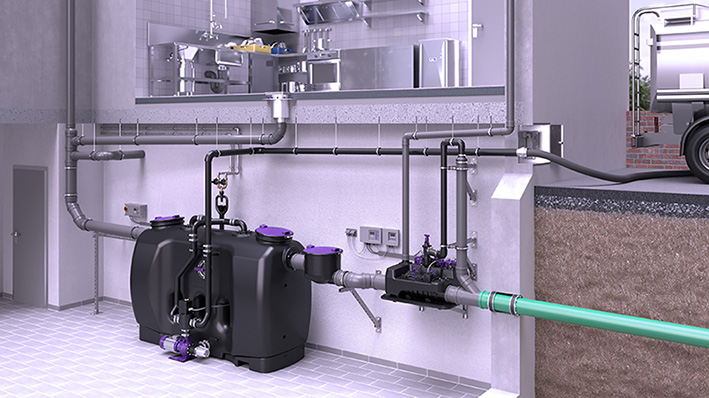 Proposition d'installation du séparateur à graisses EasyClean free avec hybride poste de relevage Ecolift L Proposition d'installation du séparateur à graisses EasyClean free avec hybride poste de relevage Ecolift L