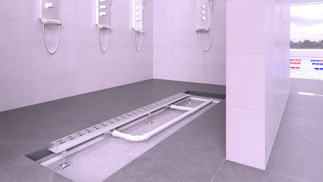 Design-Kastenrinne im Barfußbereich Design-Kastenrinne im Barfußbereich