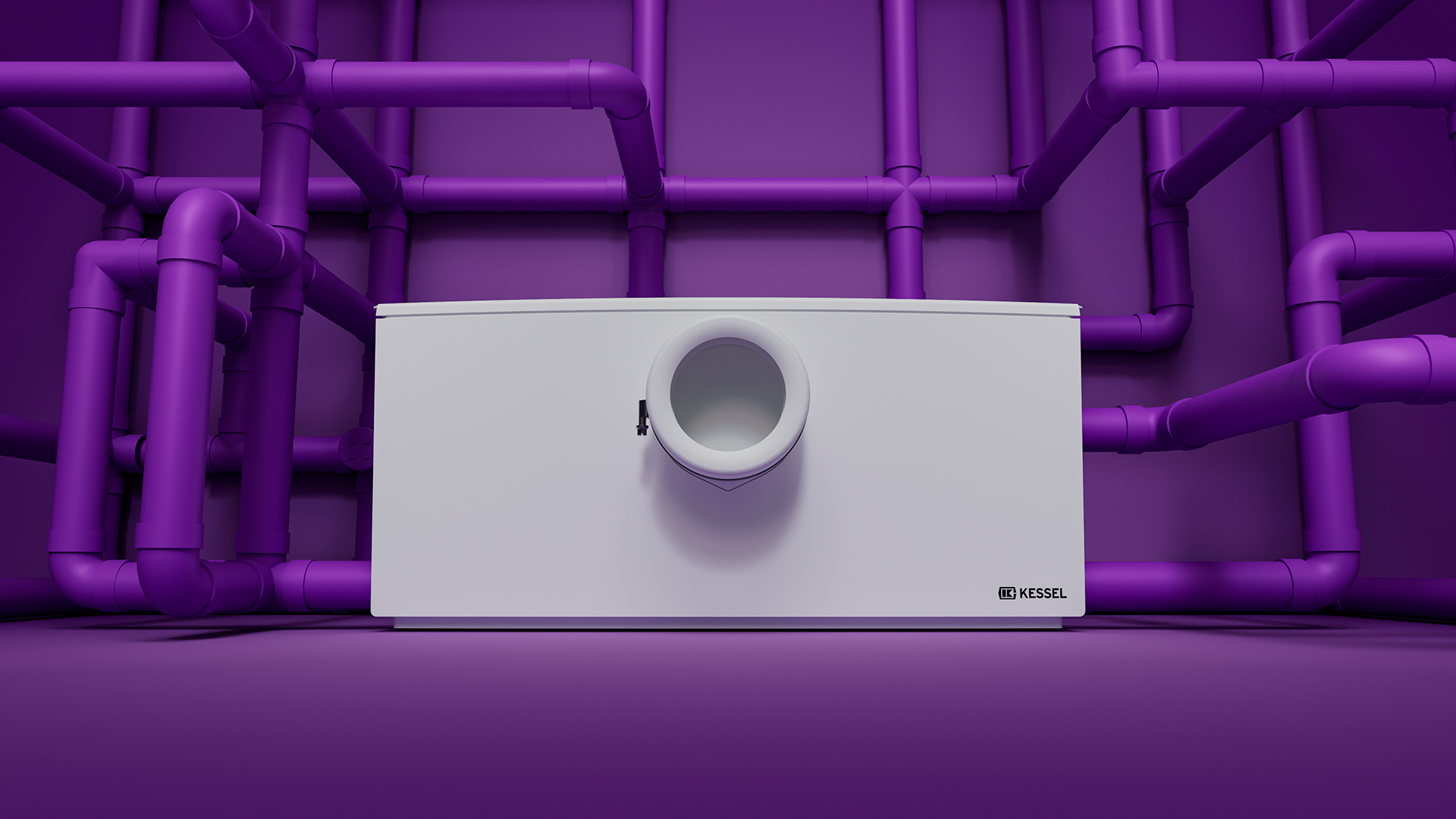 Kleinhebeanlage an der zahlreich Rohre aus allen möglichen Richtungen angeschlossen sind.