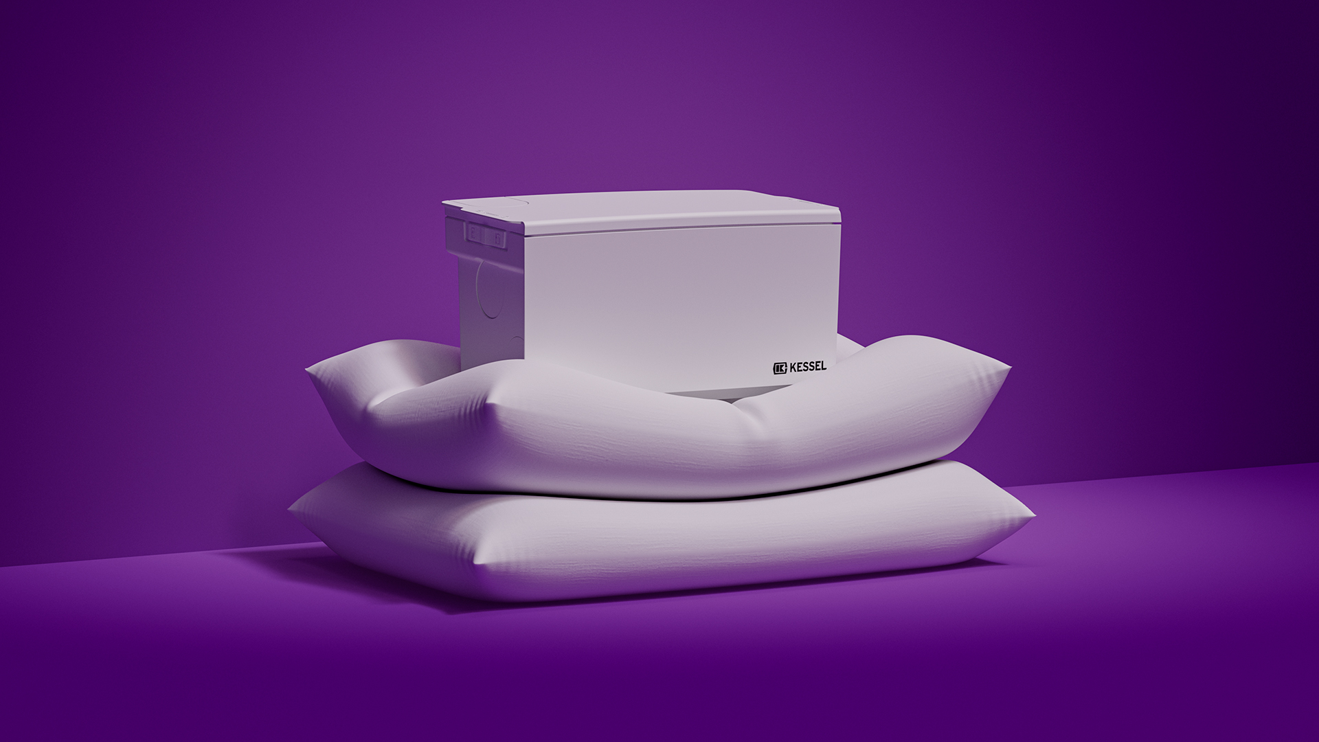 Kleinhebeanlage Minilift gebettet auf zwei Kopfkissen.