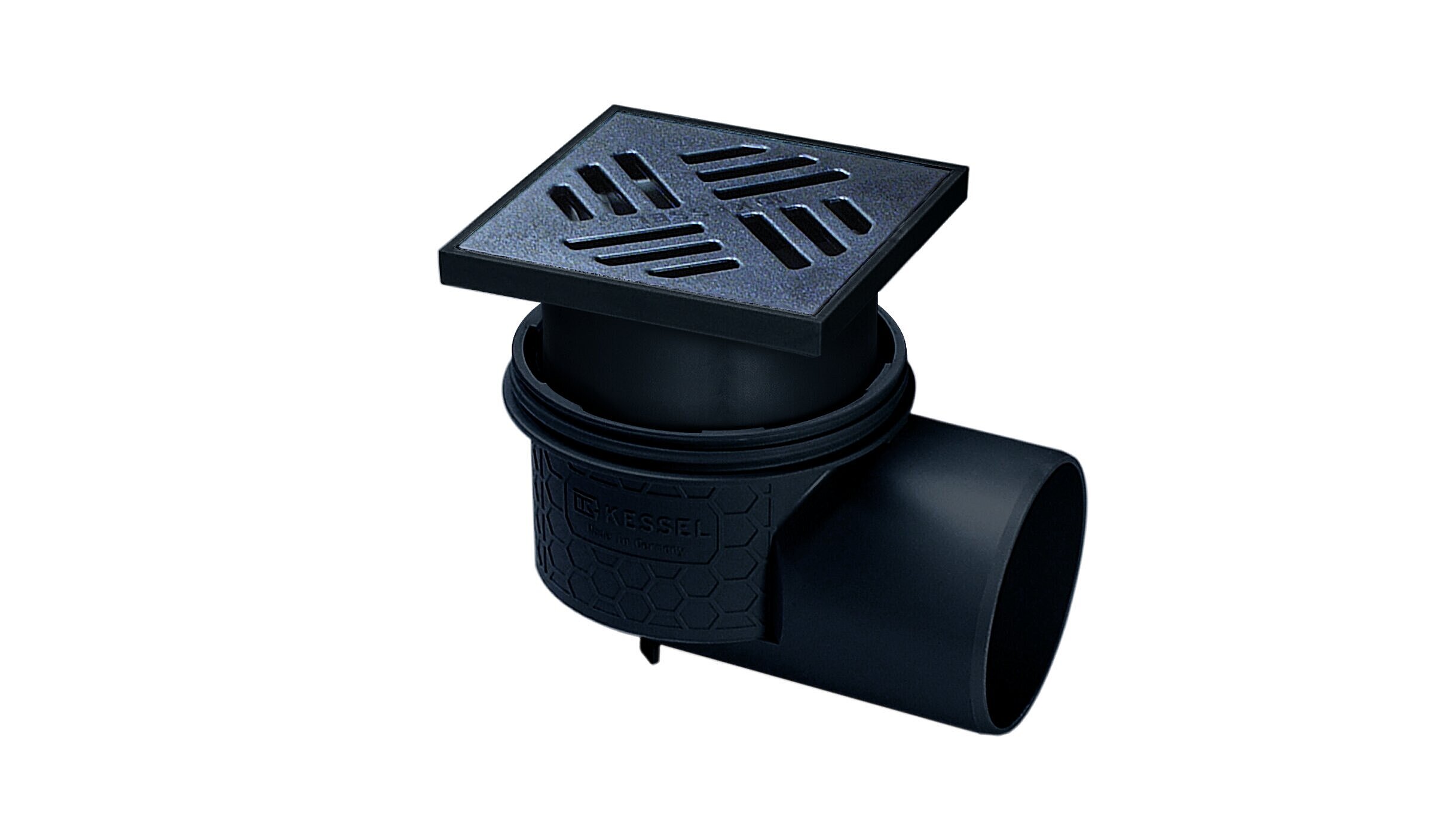 Siphon de sol Practicus avec sortie horizontale et grille en composite noir