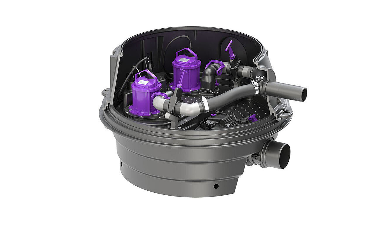 Hybrid-Hebeanlage Ecolift XL, für niedrigsten Einbau, Trockenaufstellung