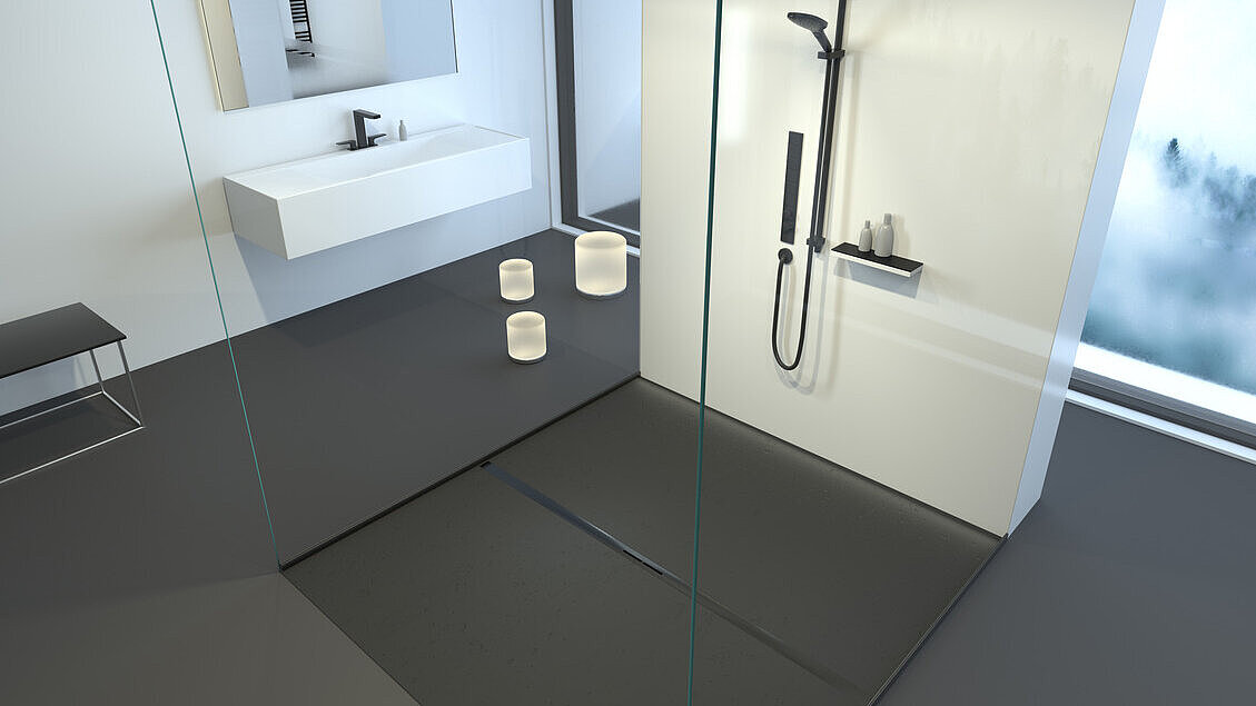 Duschrinne in einem modernen Badezimmer