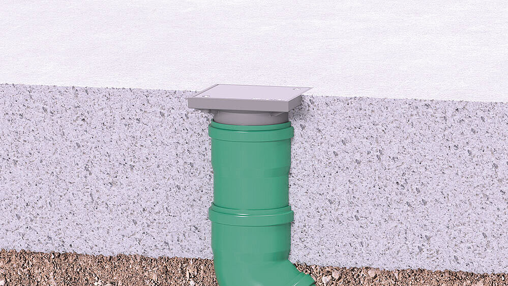 Reinigungsöffnung in einer Bodenplatte. Reinigungsöffnung in einer Bodenplatte.