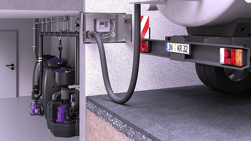 Proposition d'installation du séparateur à graisses EasyClean free Auto Mix & Pump pour la vidange Proposition d'installation du séparateur à graisses EasyClean free Auto Mix & Pump pour la vidange