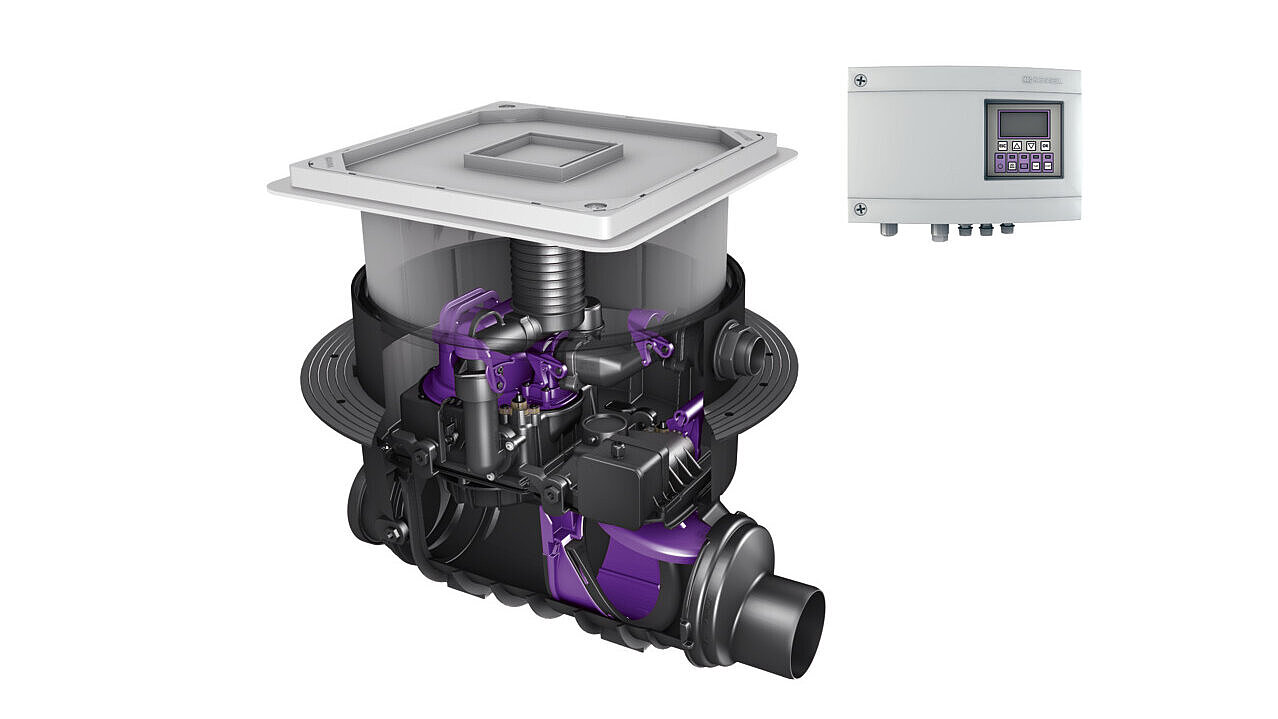 Hybrid-Hebeanlage Ecolift, zum Einbau in die Bodenplatte