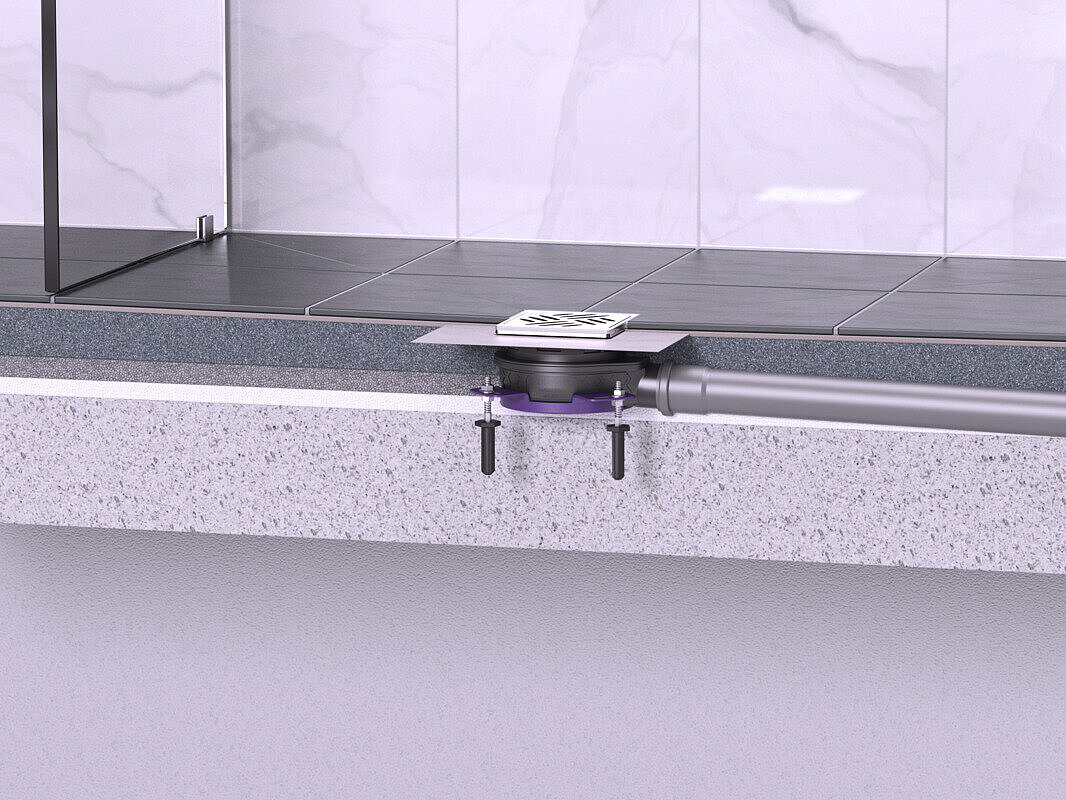 Schéma de montage du siphon de salle d’eau L‘Ultra plat avec grille, sans système de verrouillage Lock & Lift Schéma de montage du siphon de salle d’eau L‘Ultra plat avec grille, sans système de verrouillage Lock & Lift