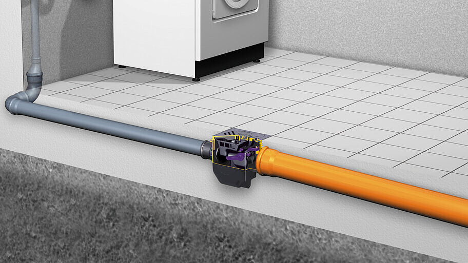 Siphon de cave compact, idéal pour les rénovations. Siphon de cave compact, idéal pour les rénovations.