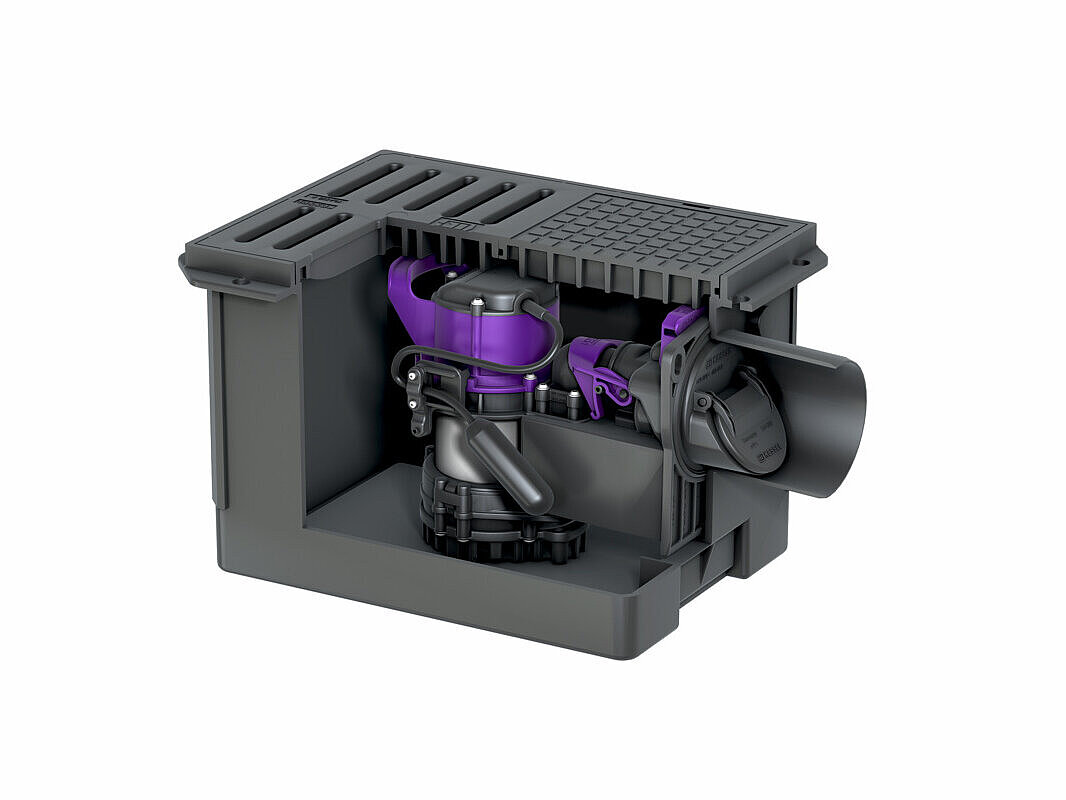 Kellerablauf Pumpfix S Underfloor zum Einbau in die Bodenplatte, ideal für die Sanierung