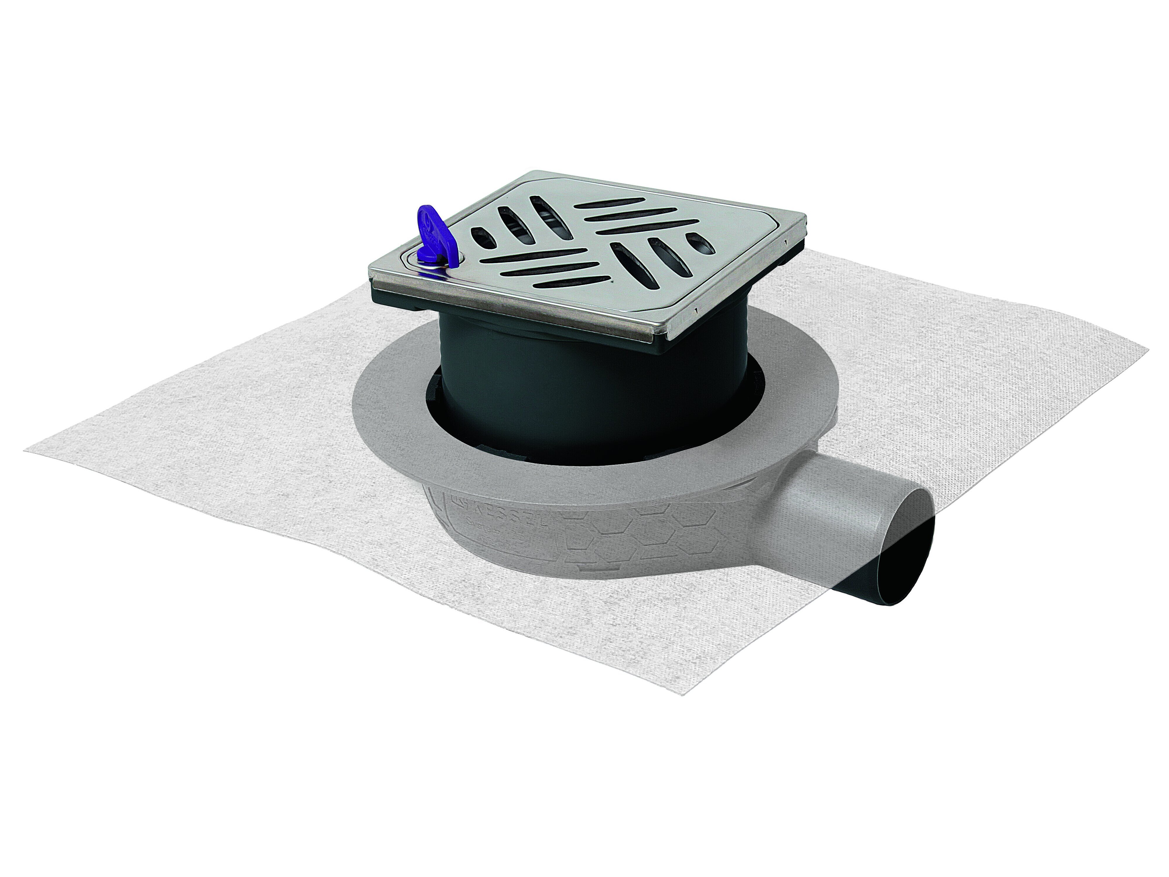 Siphon de salle d’eau L‘Ultra plat 54, DN 50 avec grille, système de verrouillage Lock & Lift et Megastop Siphon de salle d’eau L‘Ultra plat 54, DN 50 avec grille, système de verrouillage Lock & Lift et Megastop
