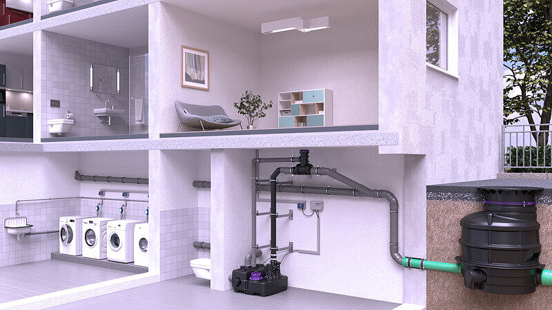 Exemple d'installation du dispositif de ventilation CleverVent dans un immeuble collectif. Exemple d'installation du Dispositif de ventilation CleverVent dans un immeuble collectif.